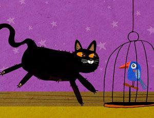 O Gato Preto e o passarinho preso: livro infantil